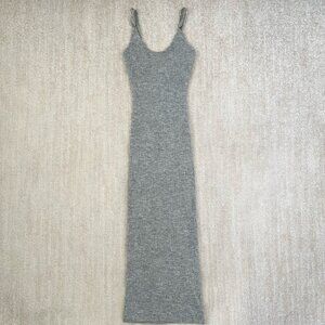 JLuxLabel Gray Ribbed Knit Column Sweater Maxi Dress S